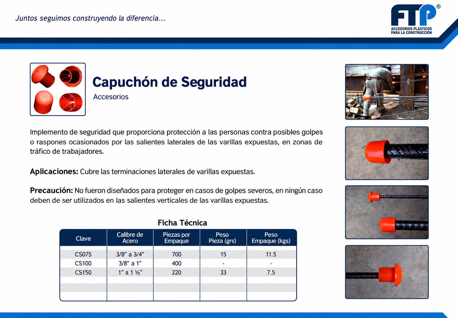 Ficha técnica del capuchón de seguridad FTP